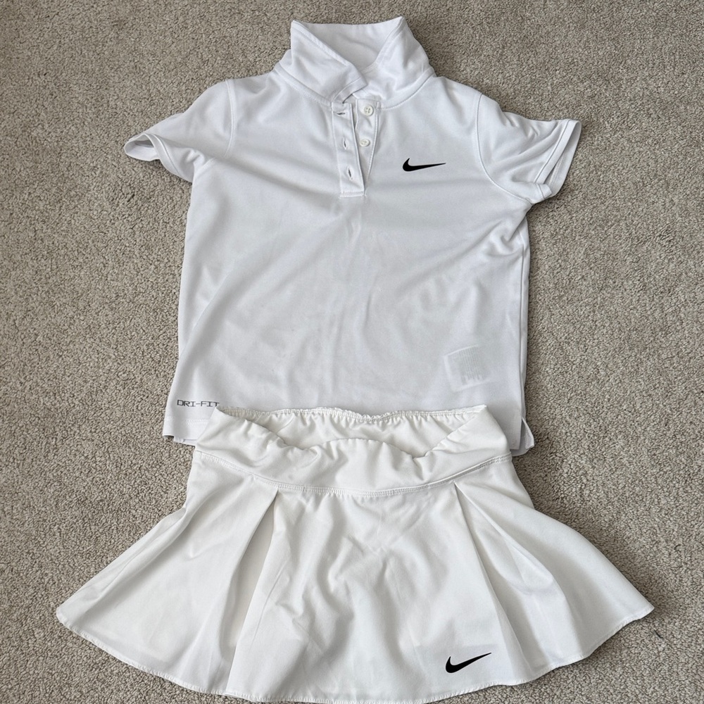 Nike White Girls Dri-FIT Polo and Skort Set